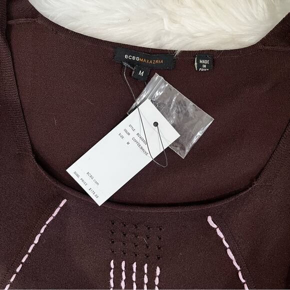 NEW BCBGMAXAZRIA Knit Classic Contrast Two Tone Scoop Neck Sweater Top M NWT - Picture 12 of 15